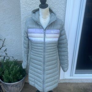 Cotapaxi Women's Fuego Down Parka Jacket Light Green Striped Size S